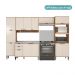 Armário de Cozinha Completa c Balcão Miami Pulse Carraro Off White c Freijó
