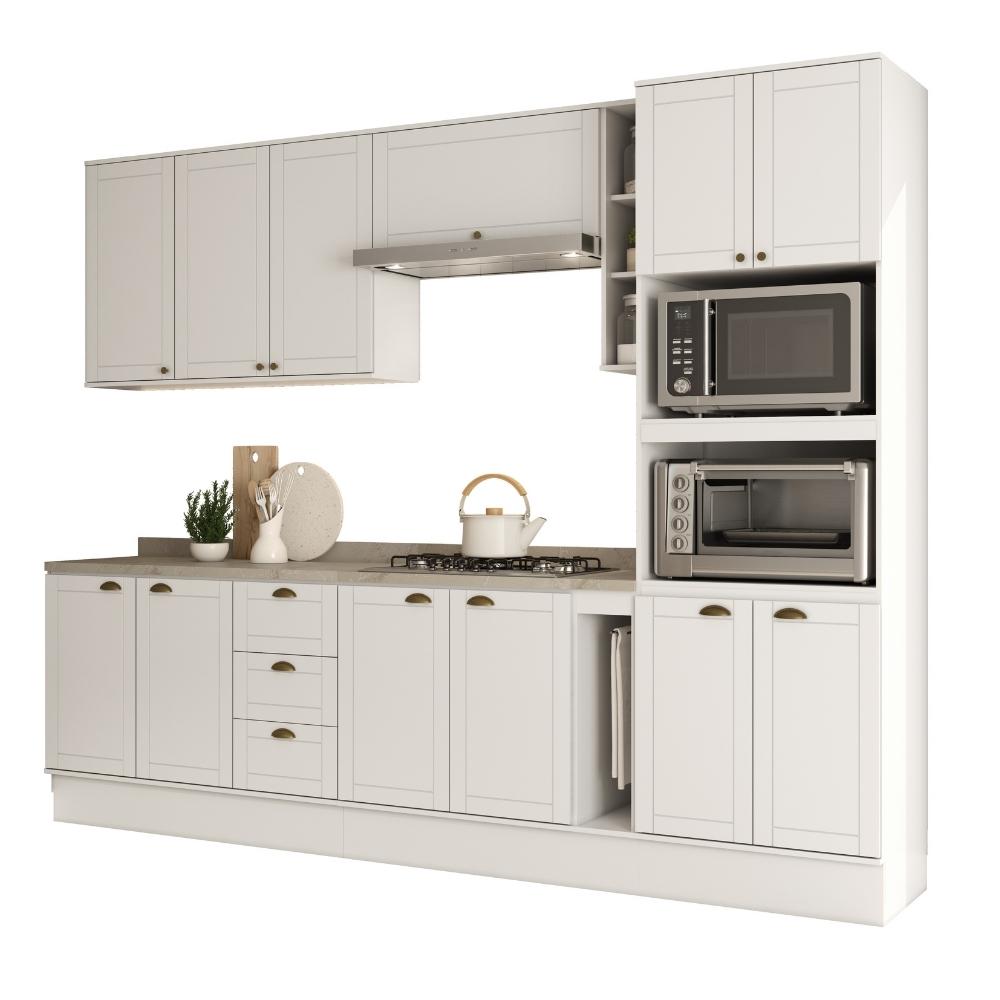 Armário de Cozinha Completa c Balcão Milla Dreamer Carraro Branco