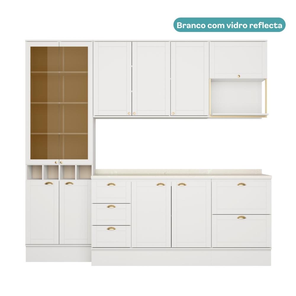 Armário de Cozinha Completa c Balcão Milla Muse Carraro Branco