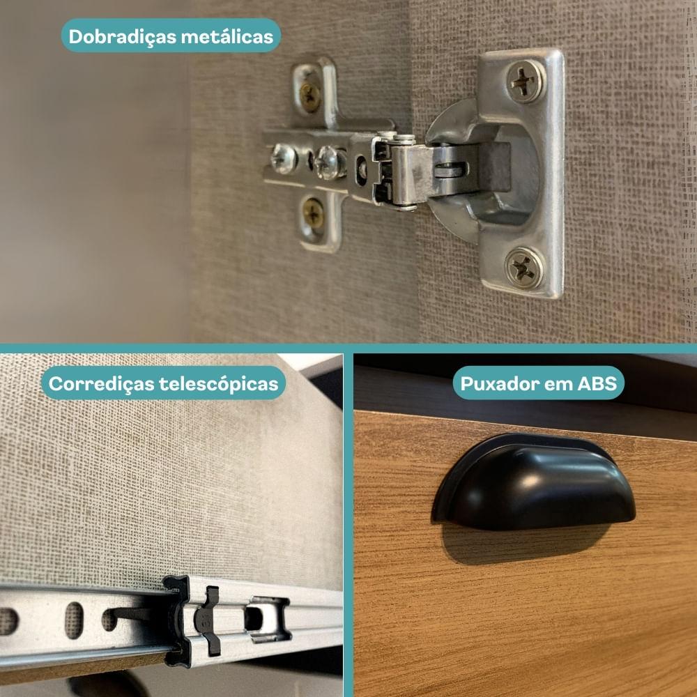 Armário de Cozinha Completa c/ Balcão Lótus Edge Carraro Freijó com Cinza Titânio