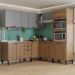 Armário de Cozinha Completa c/ Balcão Lótus Flow Carraro Freijó com Cinza Titânio