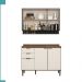 Armário de Cozinha Completa c/ Tampo Lótus Tiny Carraro Freijó Off White Preto Touch
