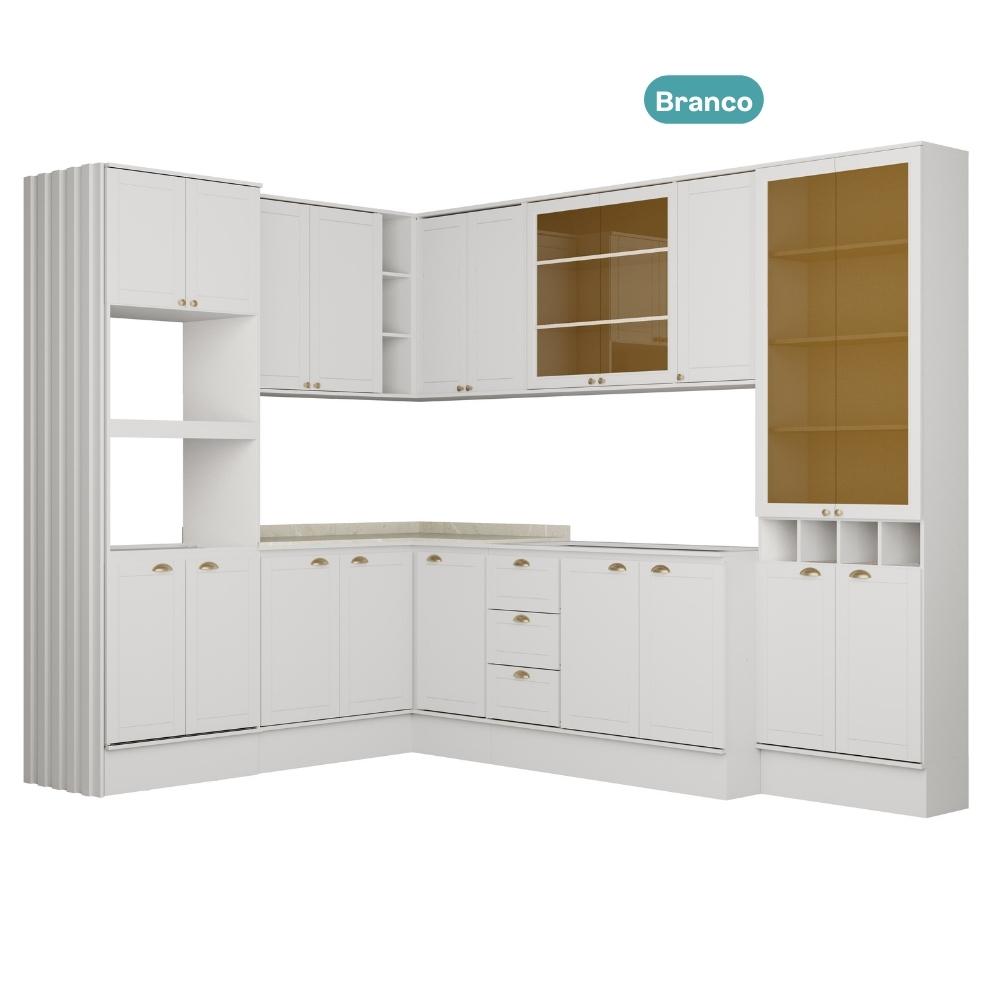 Armário de Cozinha Completa s/ Tampo Milla Aura Carraro Branco