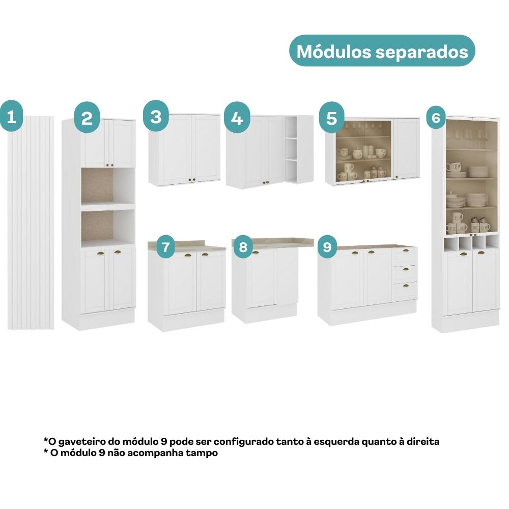 Armário de Cozinha Completa s/ Tampo Milla Aura Carraro Branco