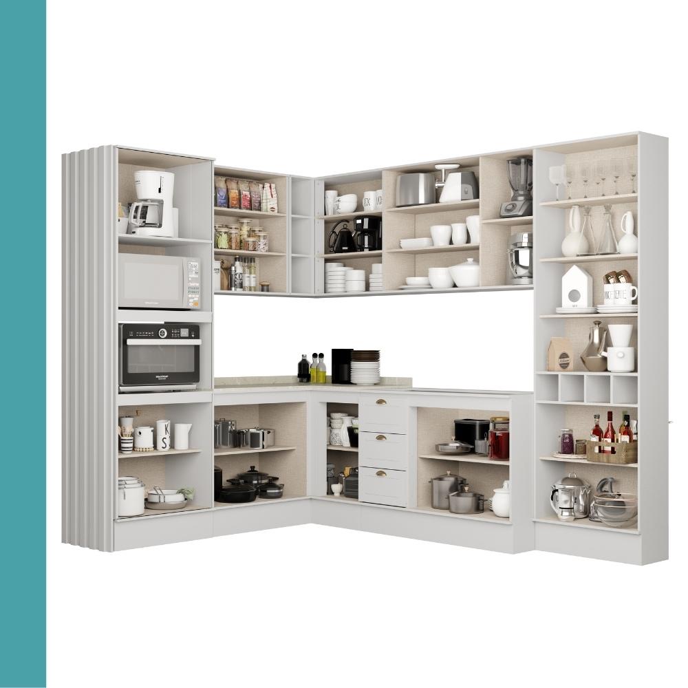 Armário de Cozinha Completa s/ Tampo Milla Aura Carraro Branco