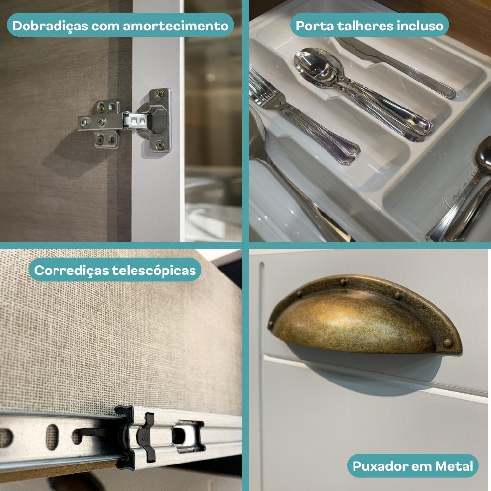 Armário de Cozinha Completa s/ Tampo Milla Aura Carraro Branco