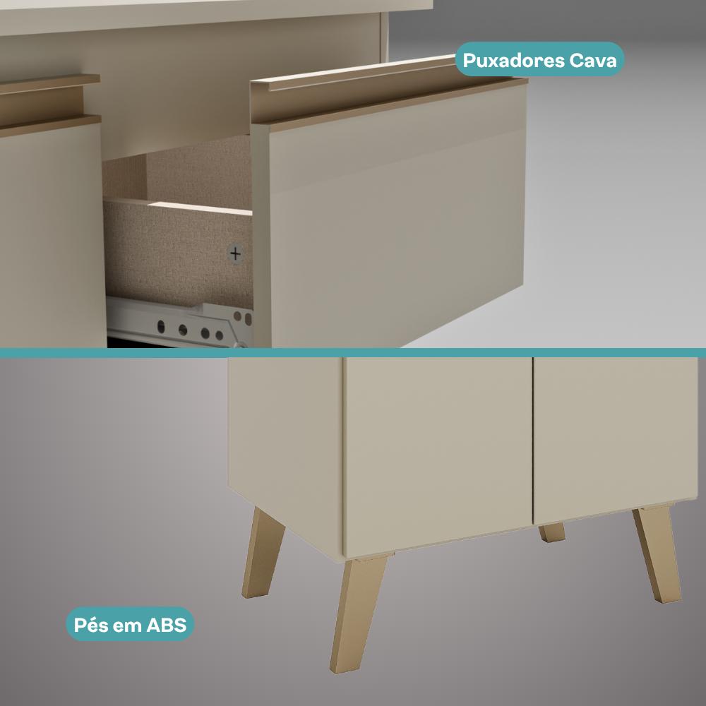 Balcão 600 Atlanta Carraro Amêndoa 2 Portas 1 Gaveta