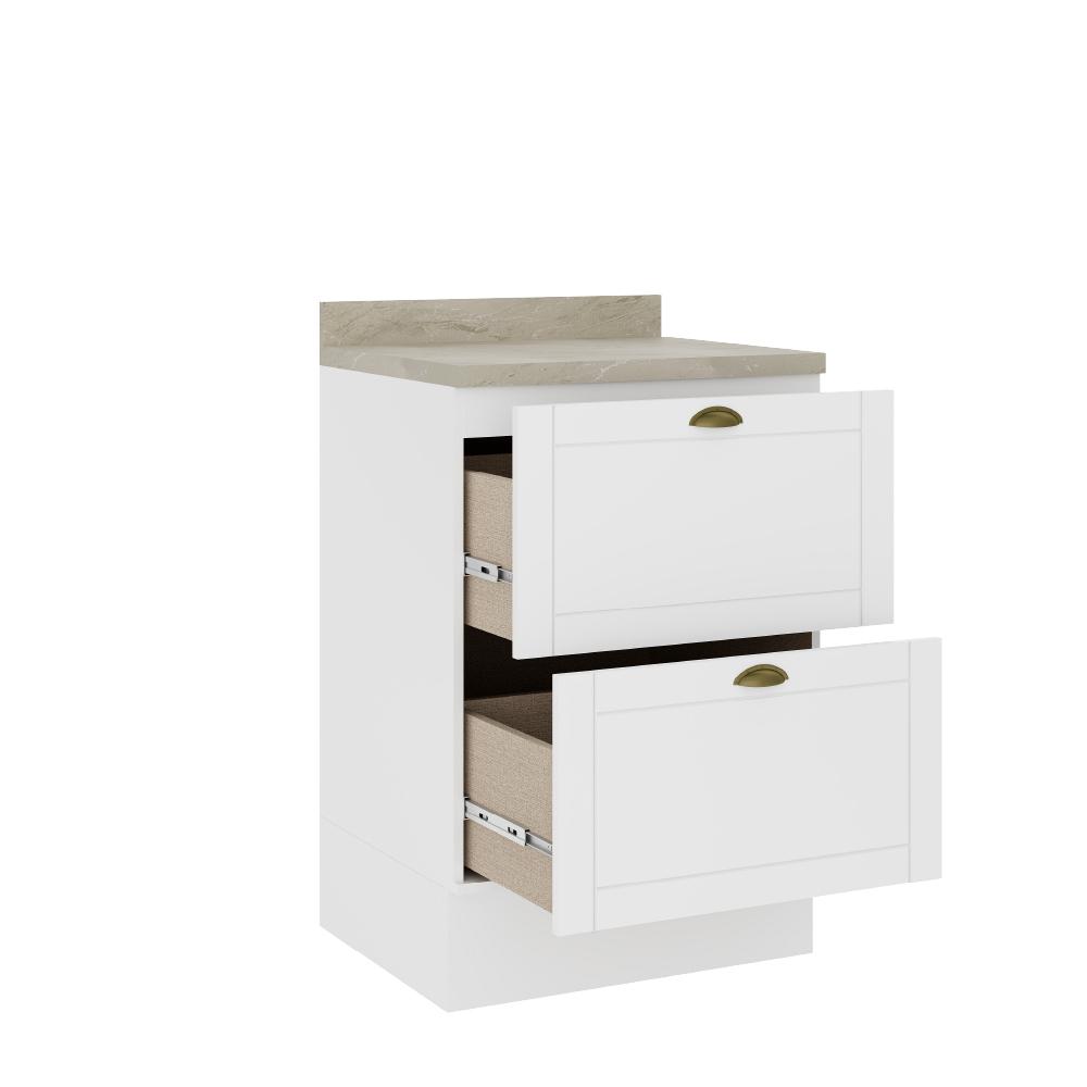 Balcão Milla MDF 2 Gavetas Branco 60cm Carraro