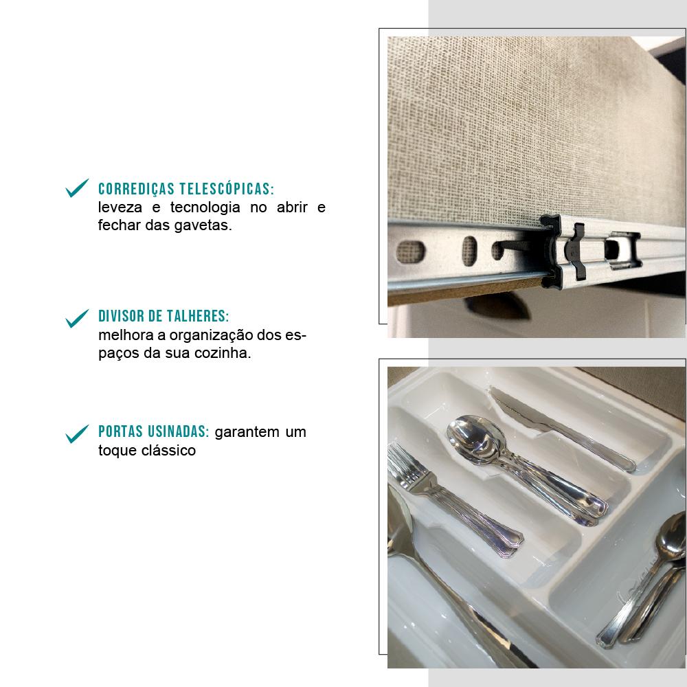 Balcão Milla MDF 2 Portas 3 Gavetas Branco 120cm Carraro