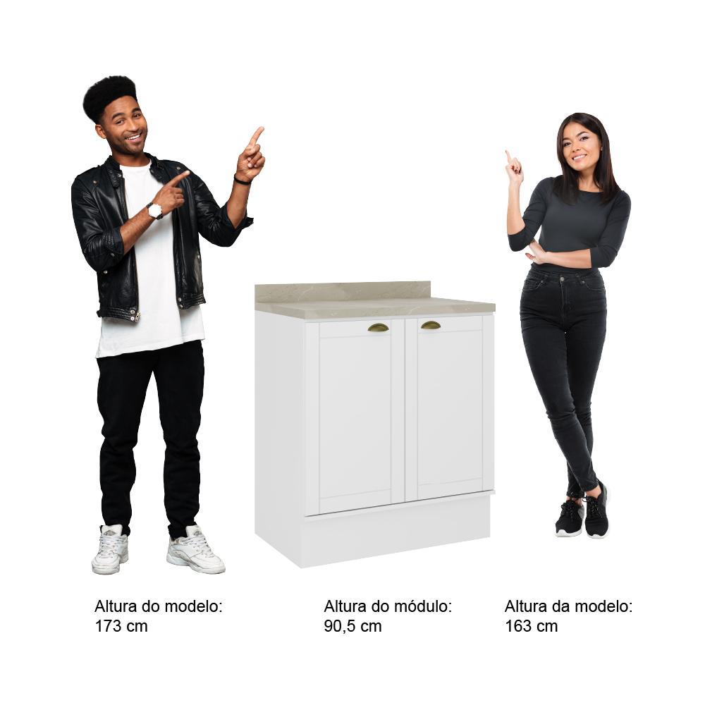 Balcão Milla MDF 2 Portas Branco 80cm Carraro