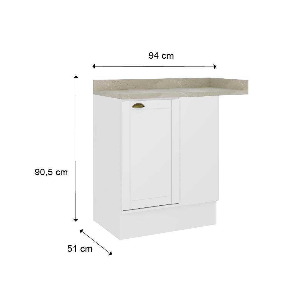 Balcão de Canto MDF Milla 1 Porta Branco 94cm Carraro