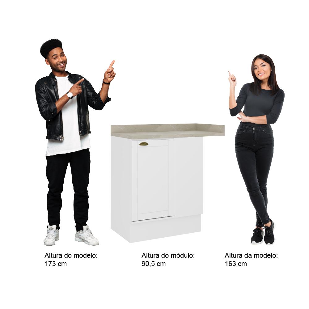 Balcão de Canto MDF Milla 1 Porta Branco 94cm Carraro