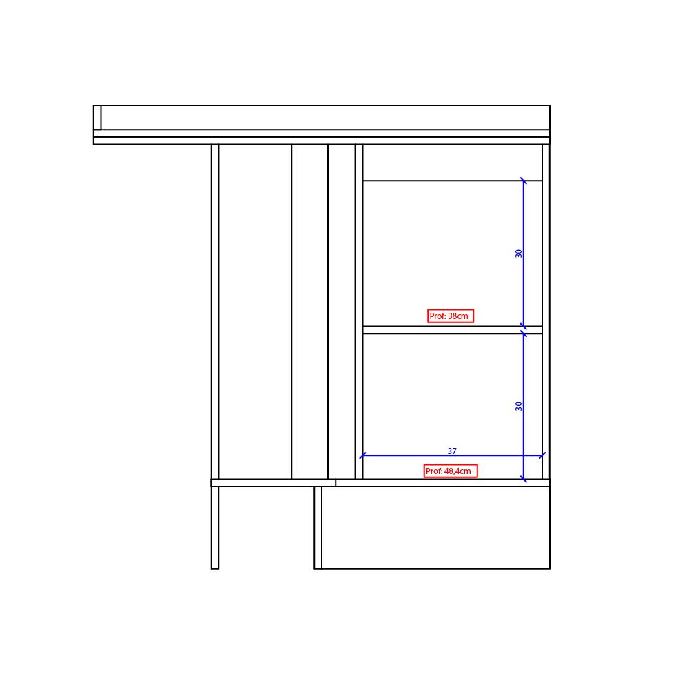 Balcão de Canto MDF Milla 1 Porta Branco 94cm Carraro