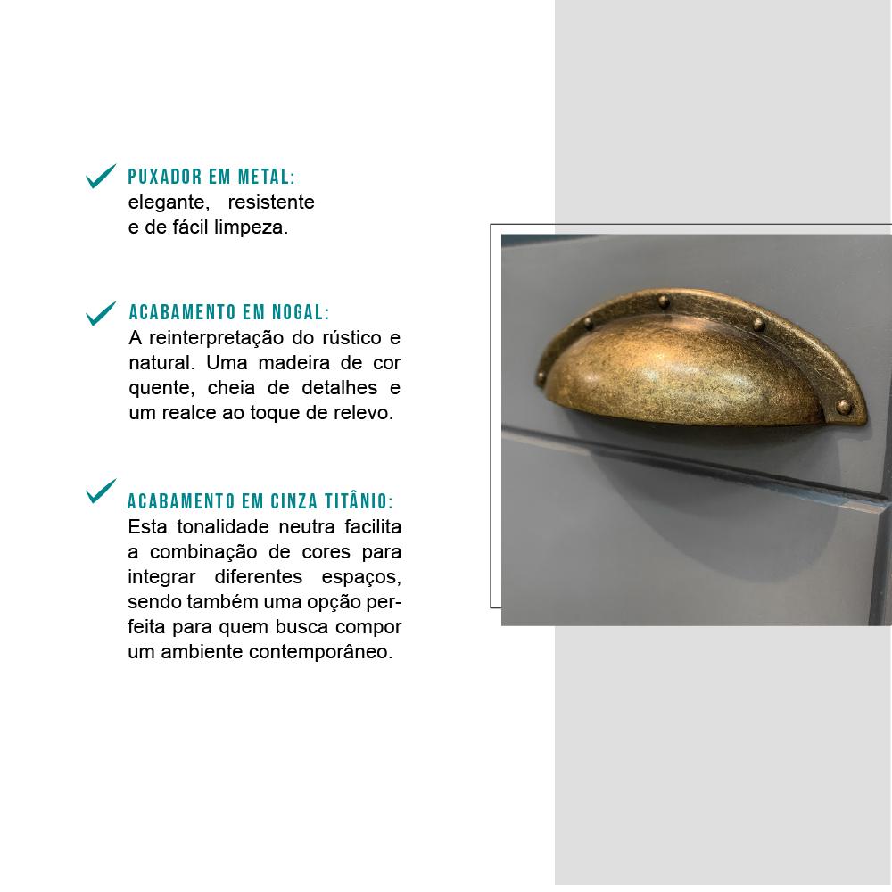 Balcão de Canto Milla 1 Porta Nog/Cinza 94cm Carraro