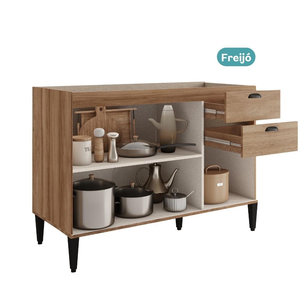 Balcão de Cozinha 1200mm s/ Tampo Lótus Carraro Freijó