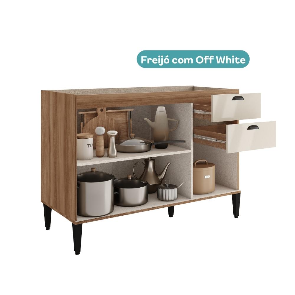 Balcão de Cozinha 1200mm s/ Tampo Lótus Carraro Freijó/Off W
