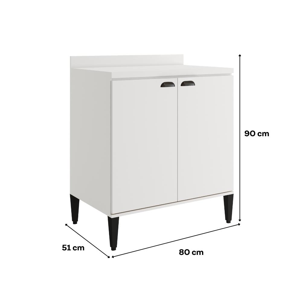 Balcão de Cozinha 800mm c/ Tampo Lótus Carraro Branco