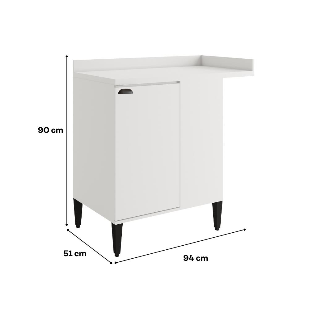 Balcão de Cozinha Canto 1 Pta c/ Tampo Lótus Carraro Branco