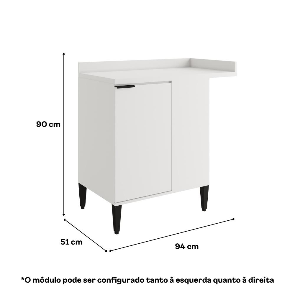 Balcão de Cozinha Canto Miami 1 Porta Com Tampo Carraro Branco