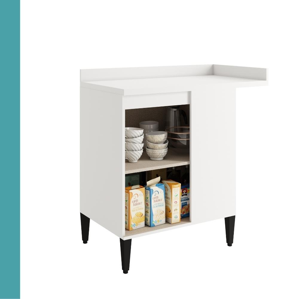 Balcão de Cozinha Canto Miami 1 Porta Com Tampo Carraro Branco
