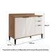 Balcão de Cozinha Miami 1200mm 2 Portas 3 Gavetas Com Tampo Carraro Freijó com Off White