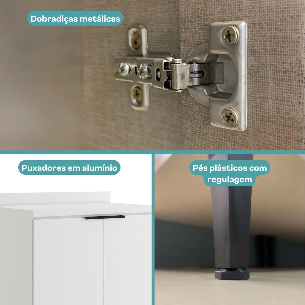 Balcão de Cozinha Miami 800mm 2 Portas Com Tampo Carraro Branco