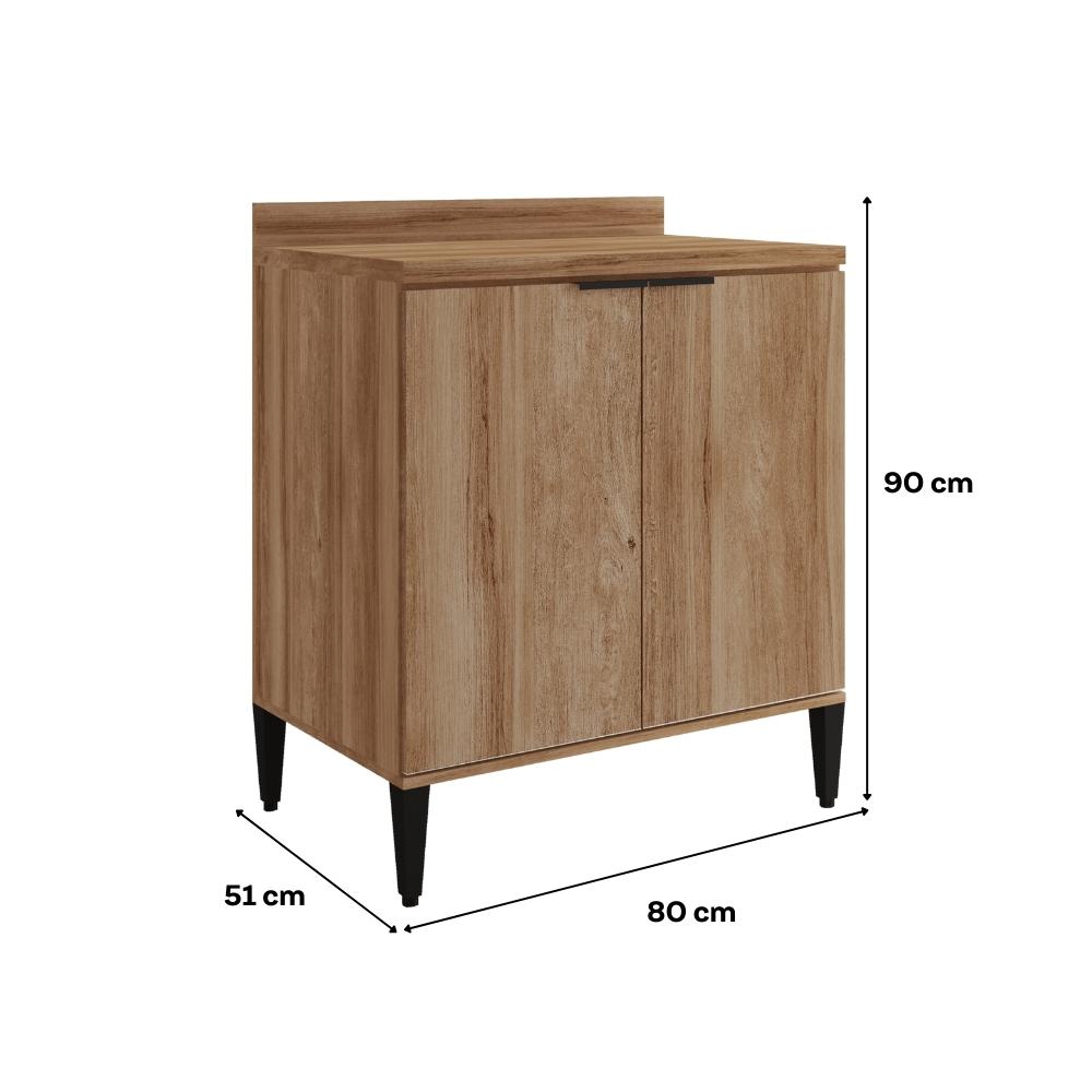 Balcão de Cozinha Miami 800mm 2 Portas Com Tampo Carraro Freijó