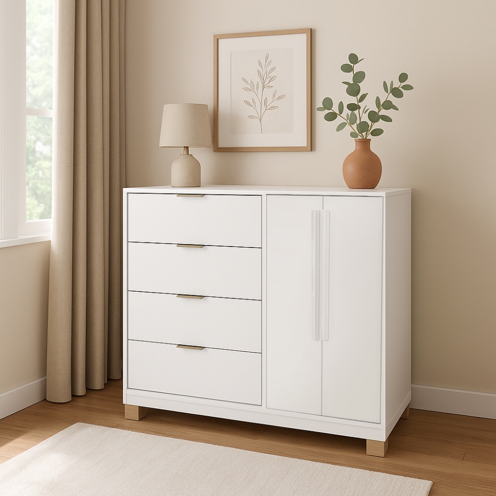 Cômoda 4 Gavetas 2 Portas Carraro Branco