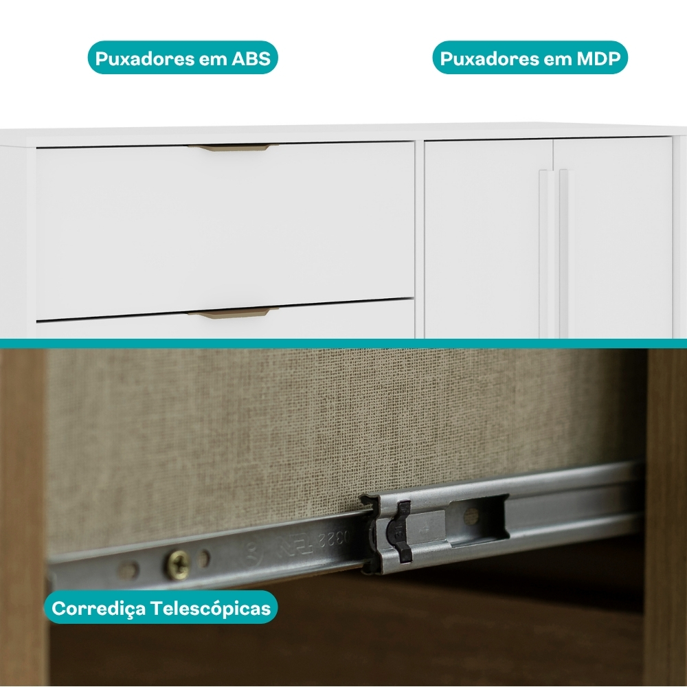 Cômoda 4 Gavetas 2 Portas Carraro Branco