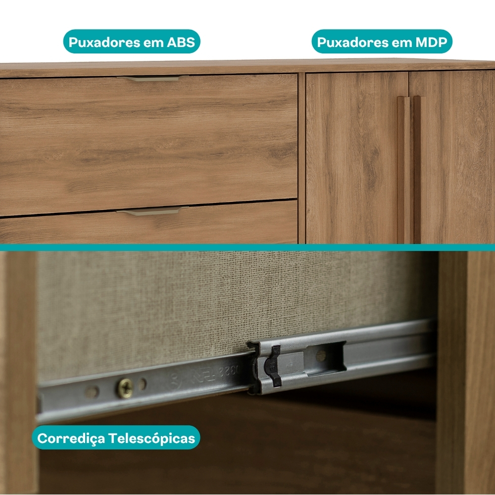 Cômoda 4 Gavetas 2 Portas Carraro Freijó