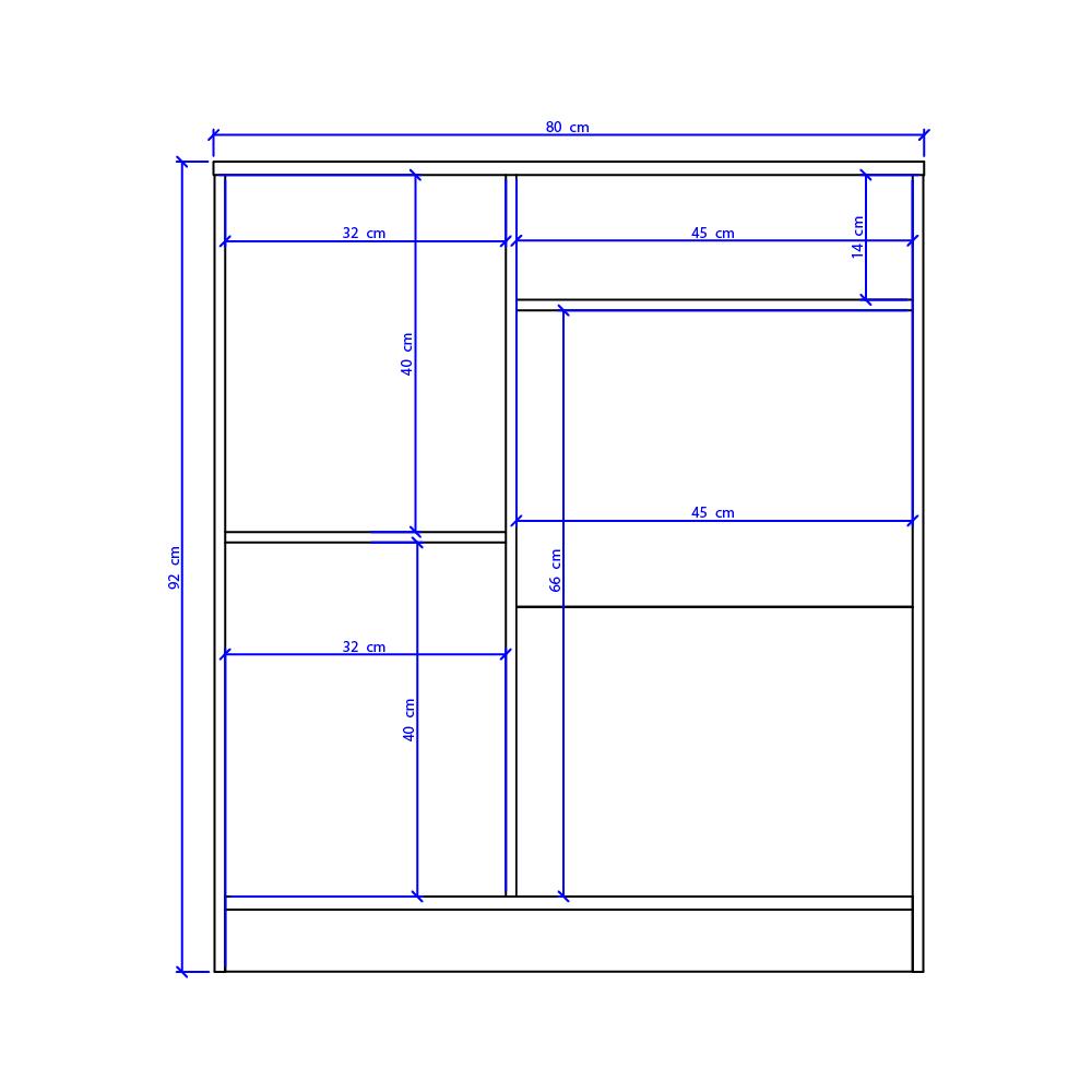 Cômoda Flauta 3 Gavetas Porta de Correr 574 Carraro - Legno