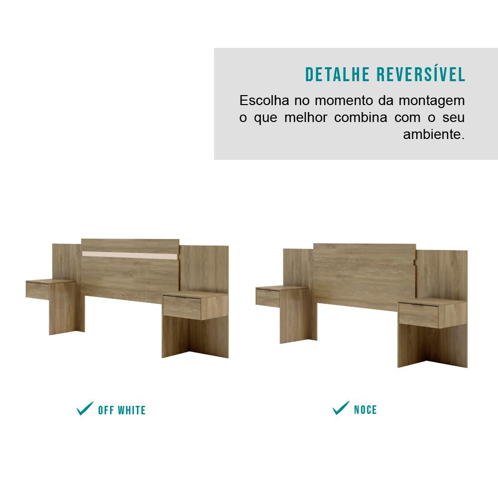 Cabeceira Casal Extensível e Mesa Lateral 1114 Carraro - Noce