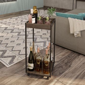 Carrinho Bar  Sala de Estar Legno com Tubo Preto Carraro é boa?
