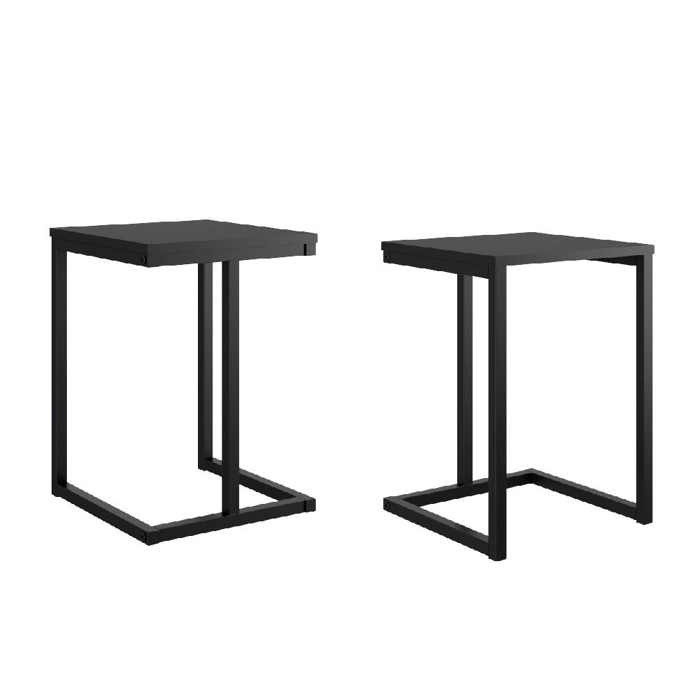 Conjunto 2 Banquetas Carraro Tubo Preto Madeirado Preto