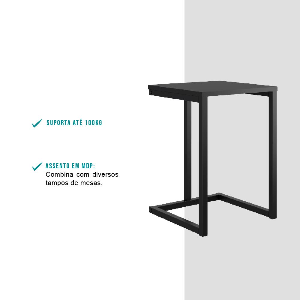 Conjunto 2 Banquetas Carraro Tubo Preto Madeirado Preto
