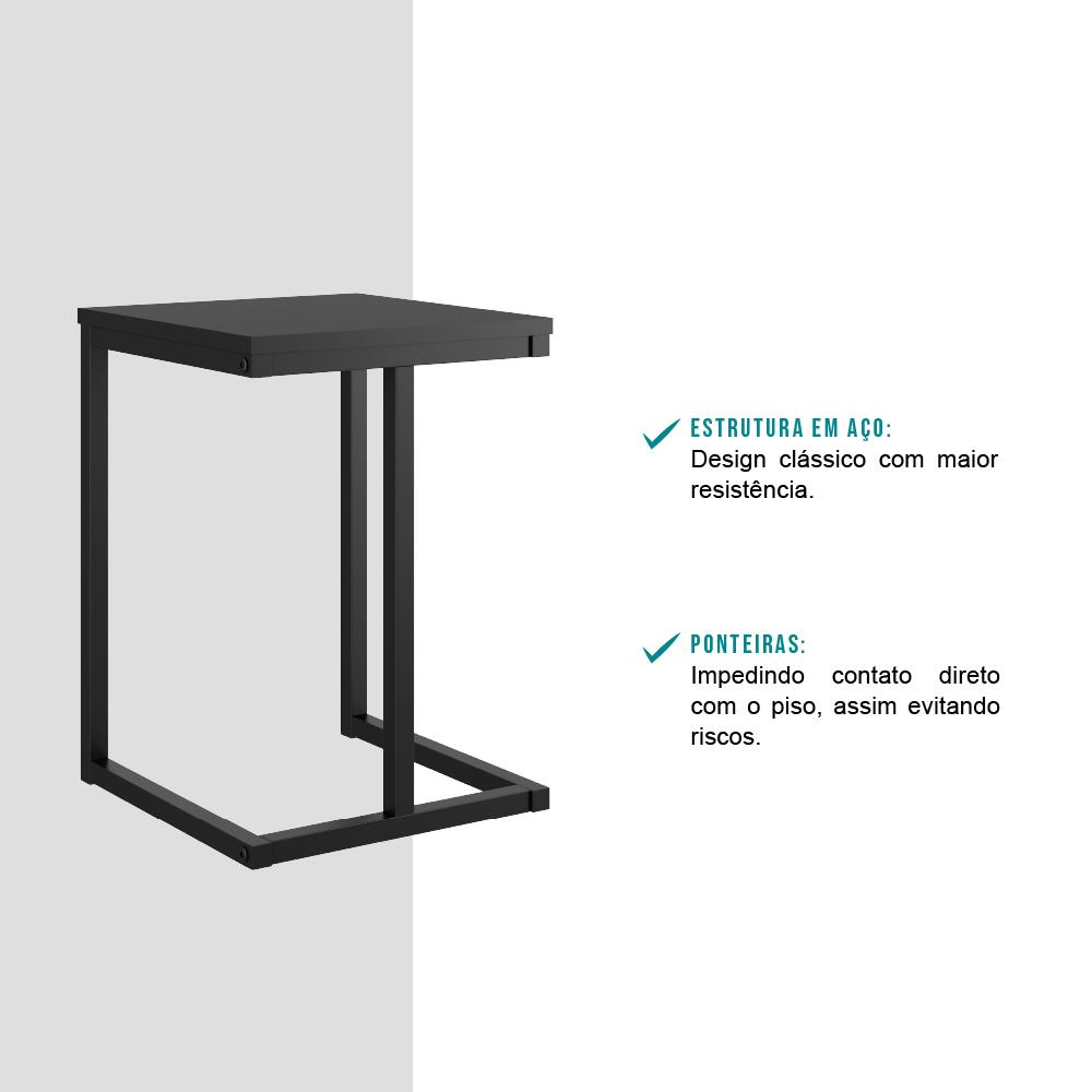 Conjunto 2 Banquetas Varanda Gourmet Tubo Preto Madeirado Preto