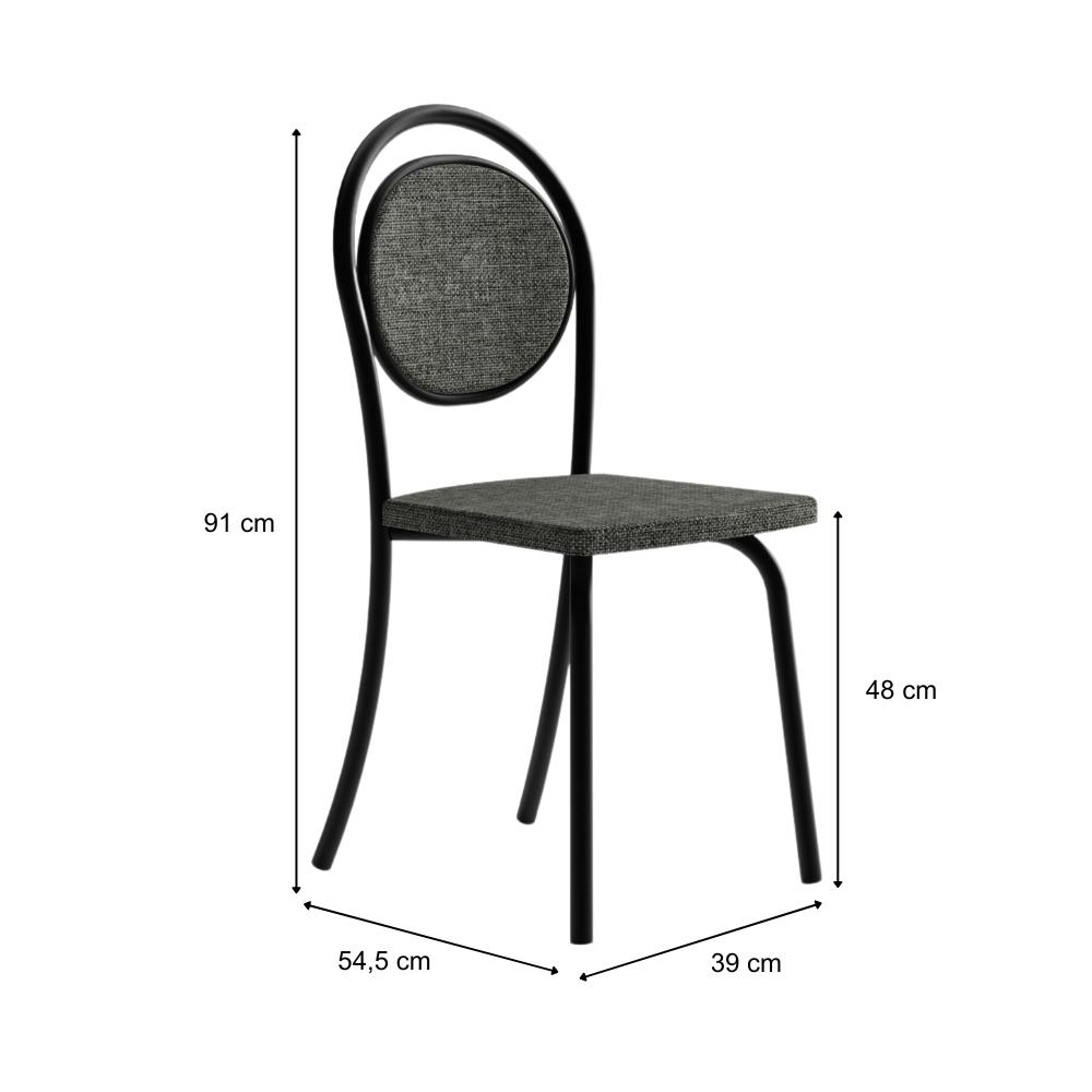 Conjunto 2 Cadeiras De jantar 1738 Carraro Preto/Cinza