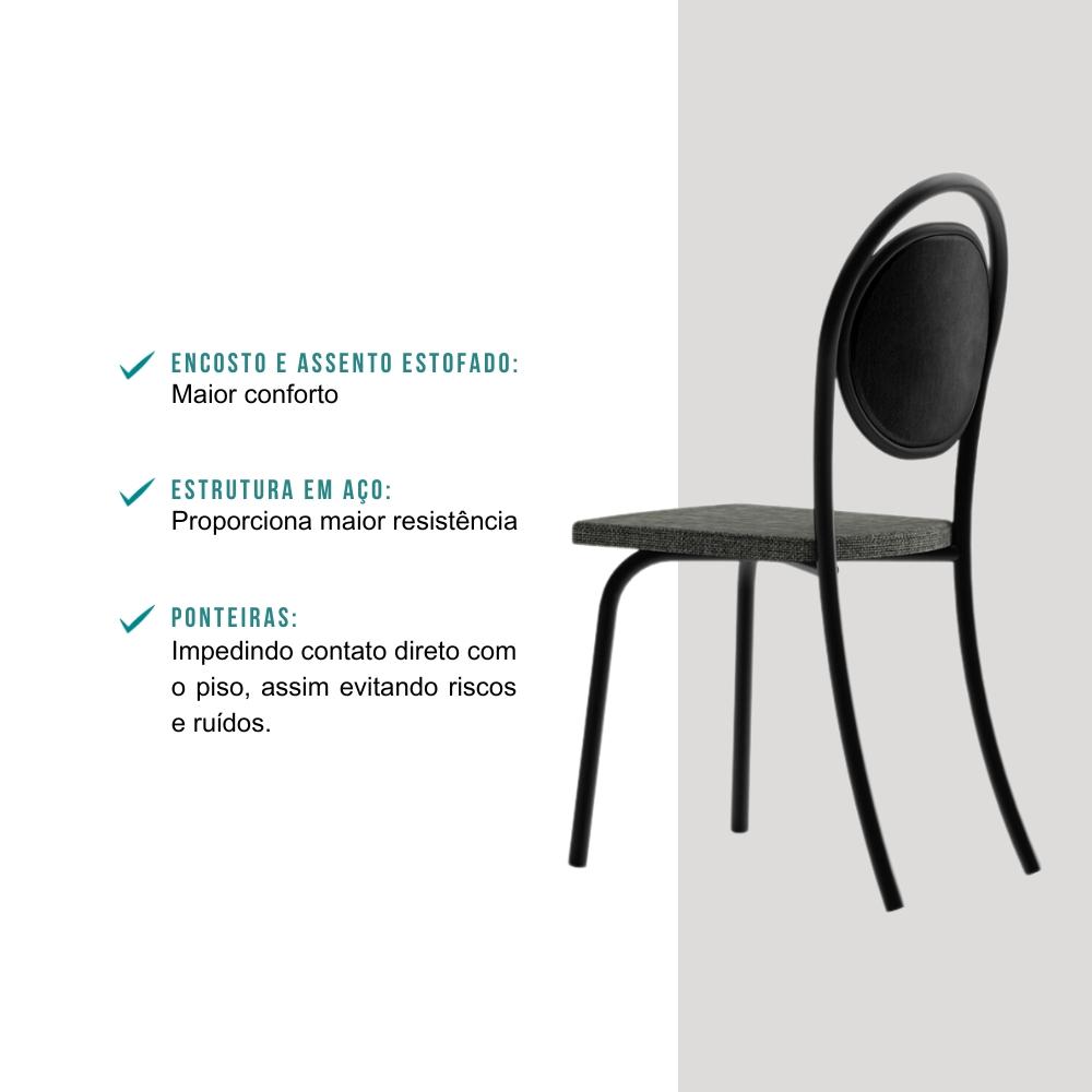 Conjunto 2 Cadeiras De jantar 1738 Carraro Preto/Cinza