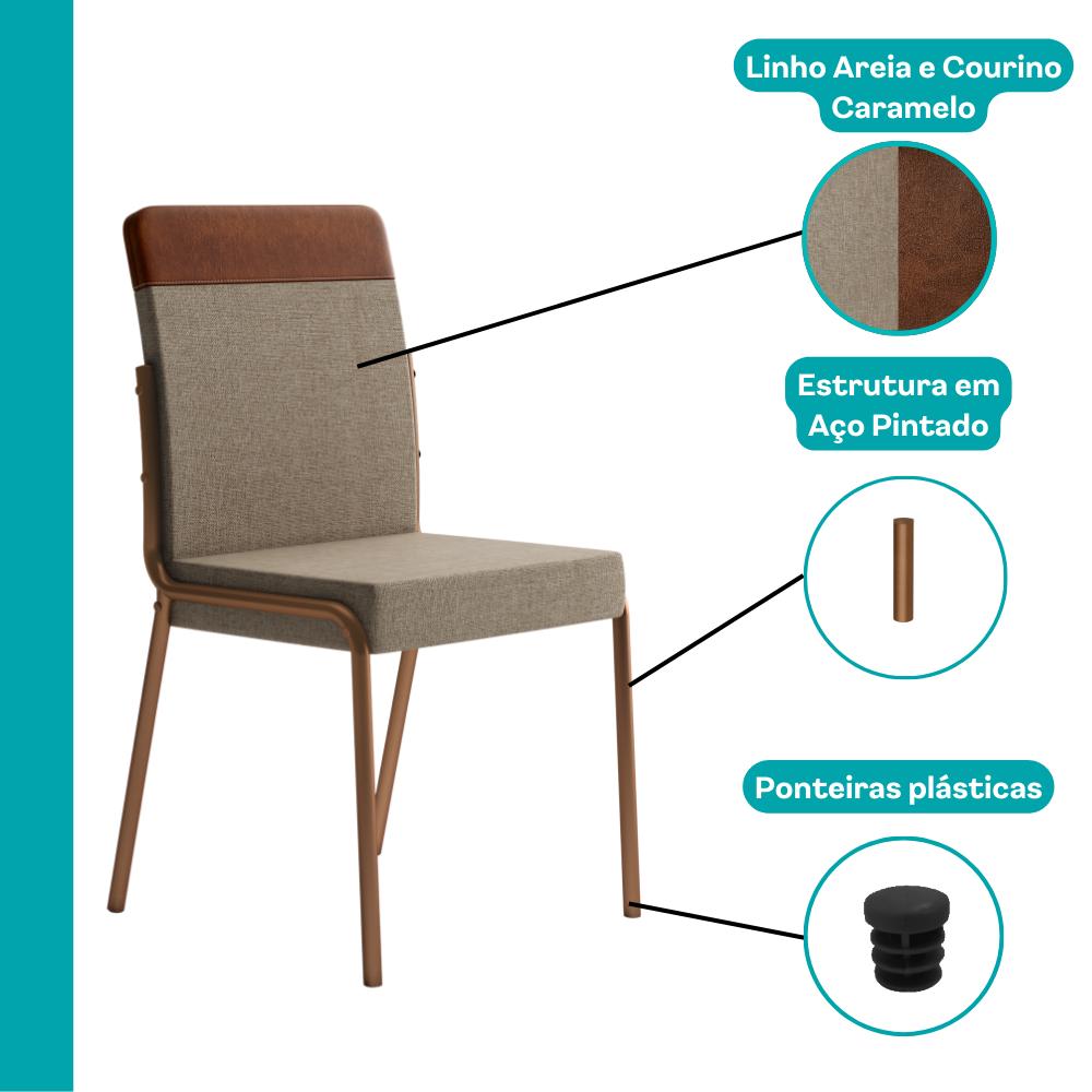 Conjunto 2 Cadeiras de Jantar Duo Carraro Rosê