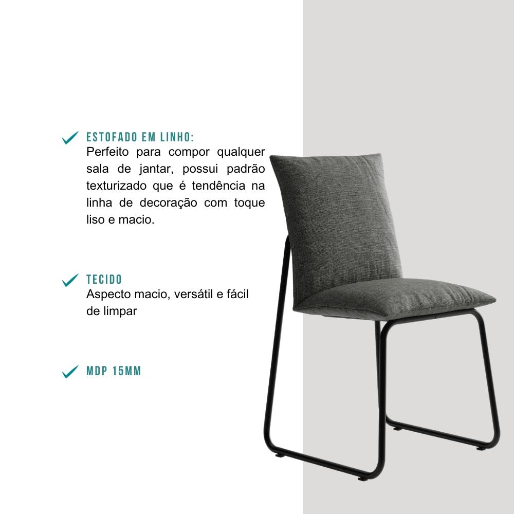 Conjunto 2 Cadeiras de Jantar Soft 1750 Carraro Grafite Preto