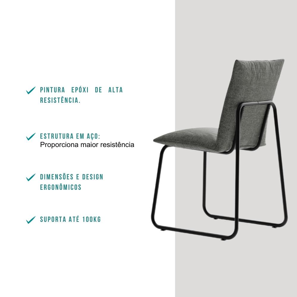 Conjunto 2 Cadeiras de Jantar Soft 1750 Carraro Grafite Preto