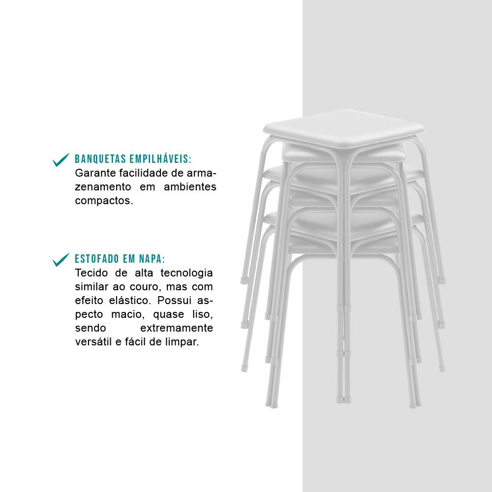Conjunto 4 Banquetas Napa Branca Carraro
