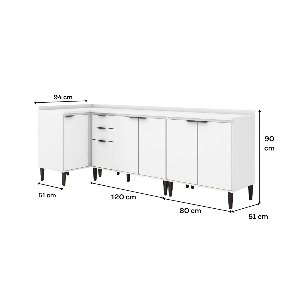 Conjunto Balcões Miami Coast Carraro Branco