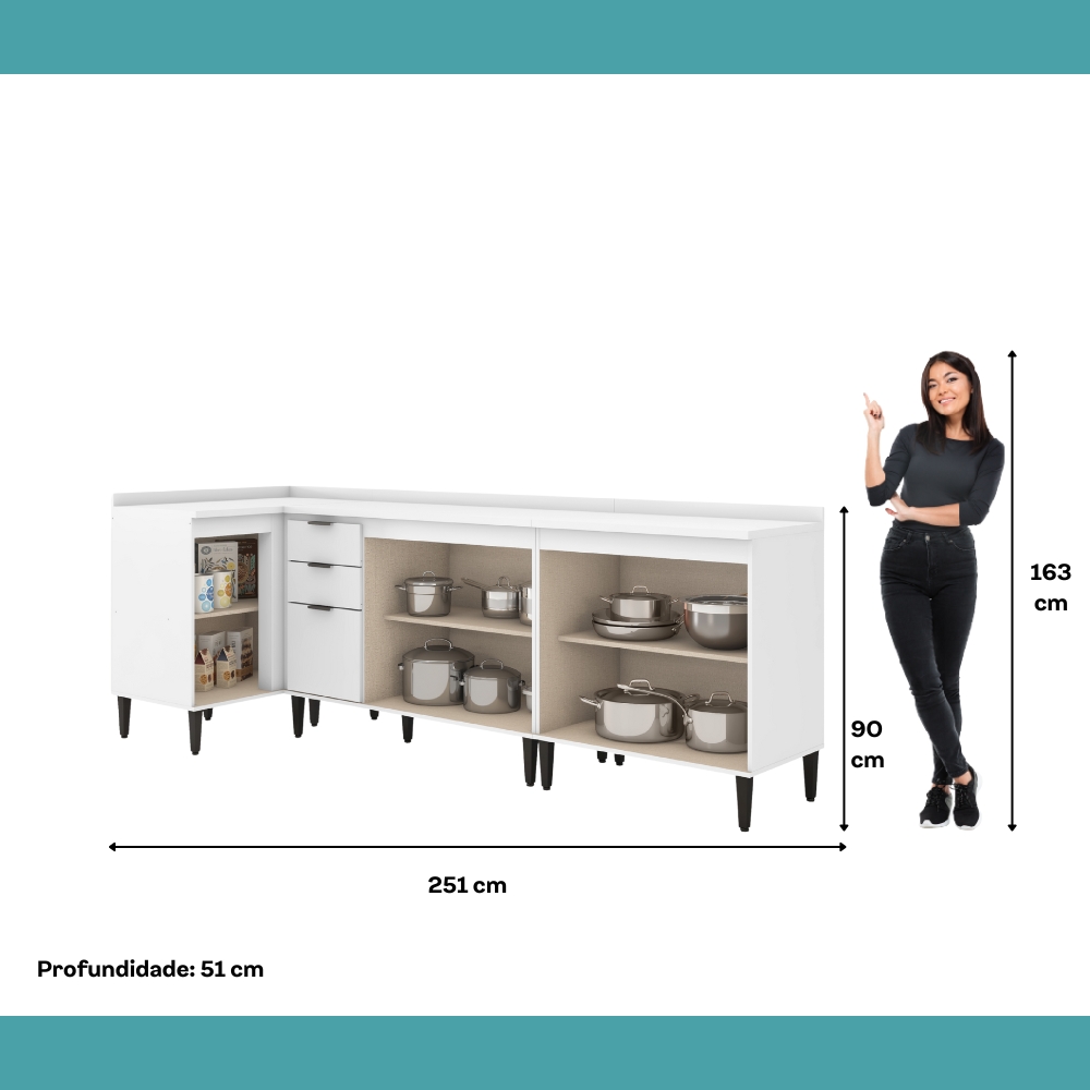 Conjunto Balcões Miami Coast Carraro Branco