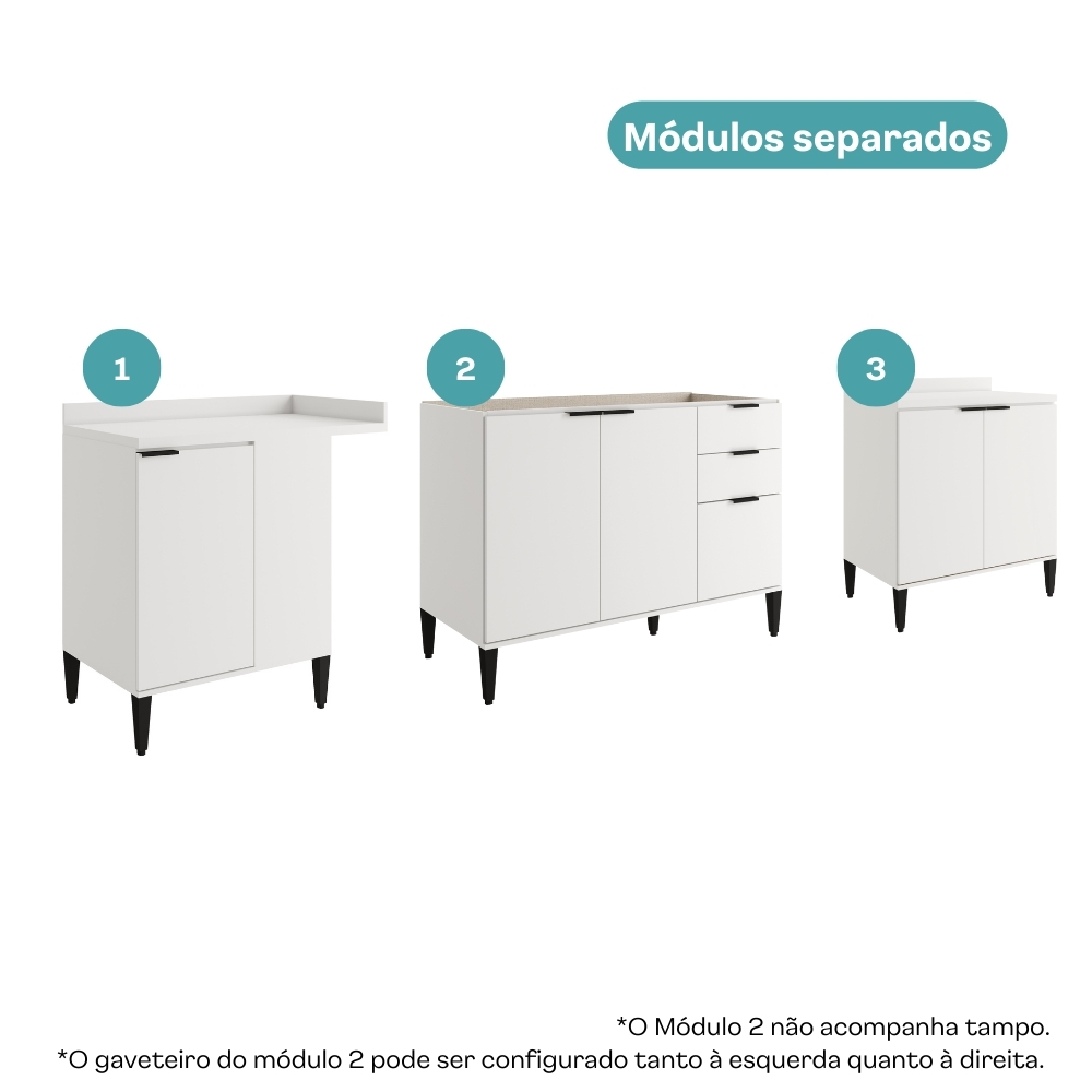 Conjunto Balcões Miami Coast Carraro Branco