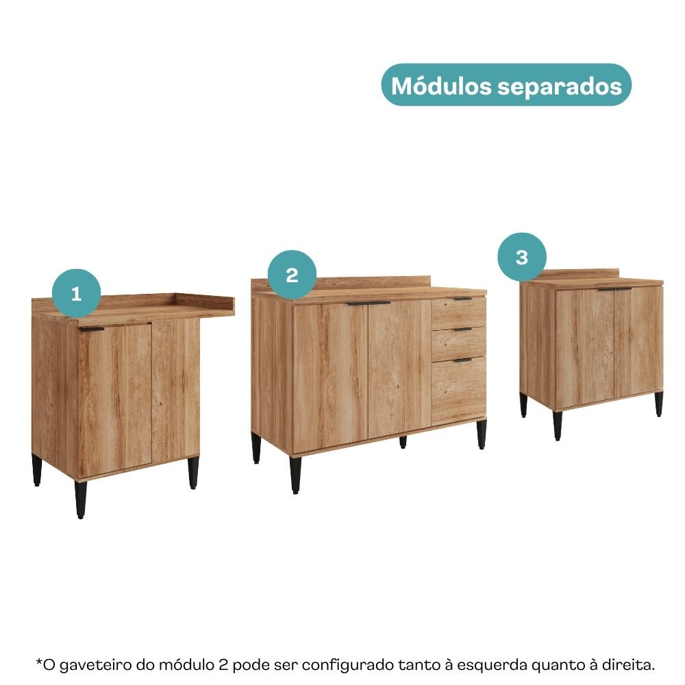 Conjunto Balcões Miami Coast Carraro Freijó