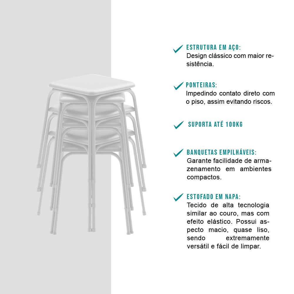 Conjunto Mesa Dobrável com 2 Banquetas Branco Carraro