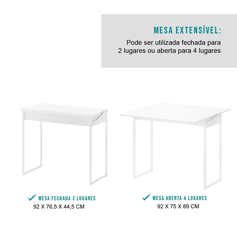 Conjunto Mesa Dobrável com 2 Banquetas Branco Carraro