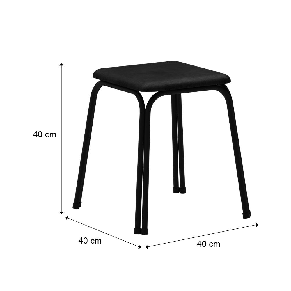 Conjunto Mesa Dobrável com 2 Banquetas Preto Carraro