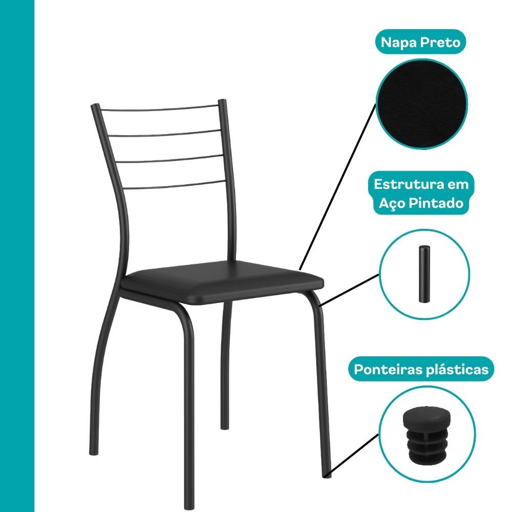 Conjunto Sala de Jantar 4 Cadeiras Austin Carraro Nogal Preto